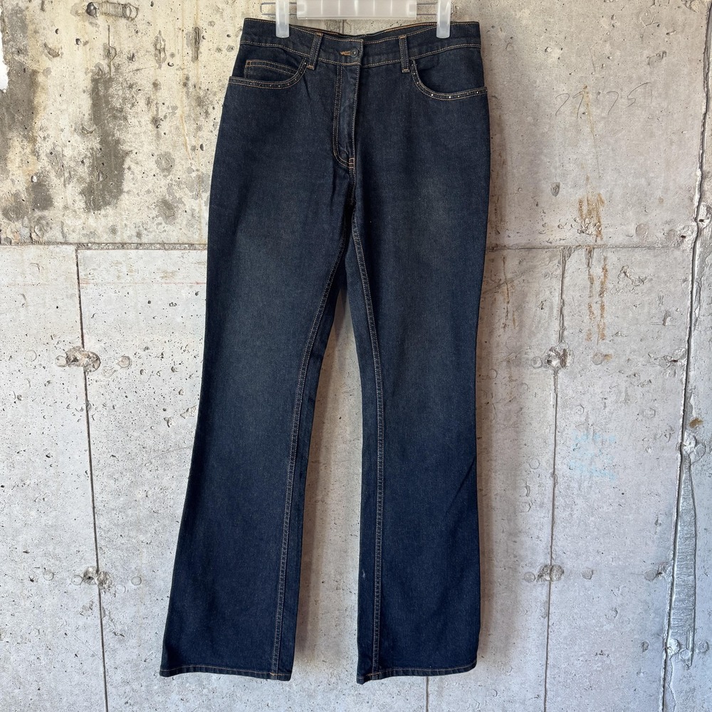 Laundry Jeans Womens 29 Blue Dark Wash Mid Rise‎ Bootcut Studded Stretch Denim